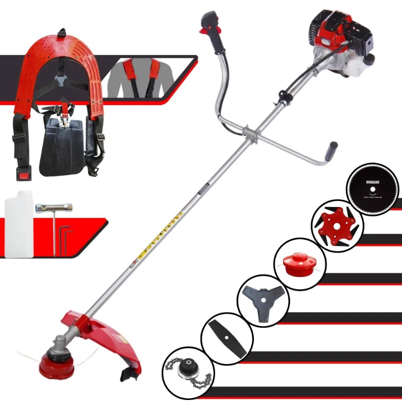 Roçadeira Profissional Toyama Rt43-l À Gasolina 2t 43cc 1,7hp 10.000rpm Com Carretel Nylon+ Facas 2 Pontas + 3 Pontas + 6 Pontas + 80 Dentes + Trimmer