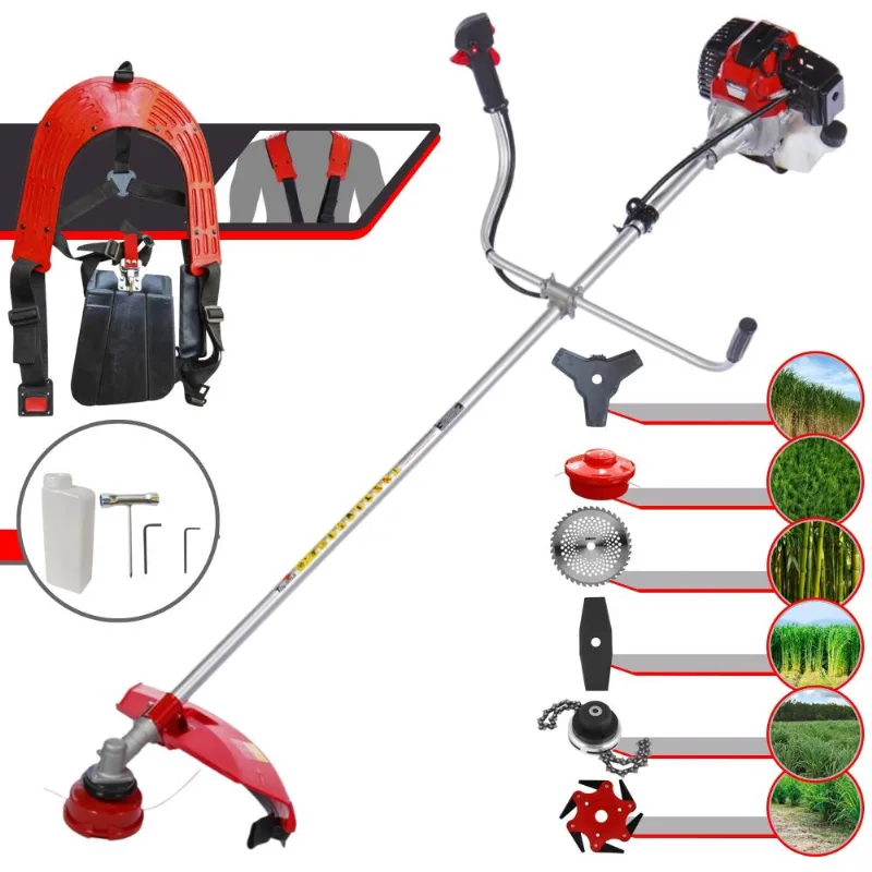 Roçadeira Multifuncional À Gasolina Toyama Rt43-l 2t 43cc 1,7hp 10.000rpm Alta Performance Completa Com Carretel De Nylon E Kit 5 Lâminas De Corte
