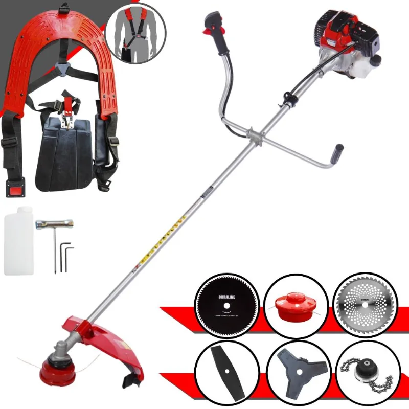 Roçadeira À Gasolina Toyama Rt43l 43cc 2t 1,7hp Com 6 Opções De Corte Com Carretel + Facas 2 Pontas + 3 Pontas + 40 Dentes Vídea + 80 Dentes + Trimmer