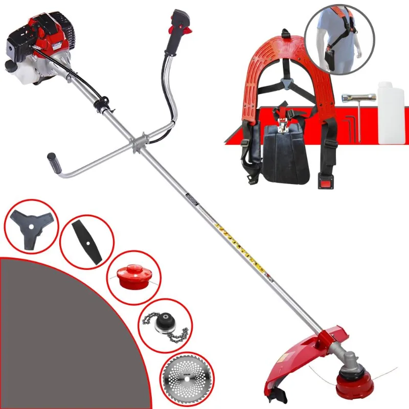 Podador De Grama À Gasolina Toyama Rt52-l 52cc 2hp 10.000rpm Completa Com Carretel + Faca 2 Pontas + Faca 3 Pontas + Faca 40 Dentes Vídea + Trimmer
