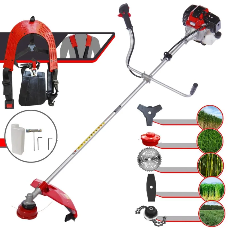 Roçadeira Com Sistema Anti-vibração Profissional À Gasolina Toyama Rt52-l 2 Tempos 52cc 2hp 10.000rpm Completa Multifunções Com 5 Opções De Cortes