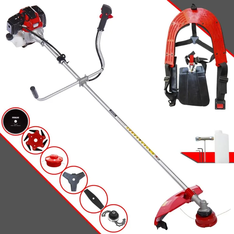 Roçadeira À Gasolina Toyama Rt52l 52cc 2t 2hp 6 Em 1 Com Carretel Nylon + Faca 2 Pontas + Faca 3 Pontas + Faca 6 Pontas + Faca 80 Dentes + Trimmer