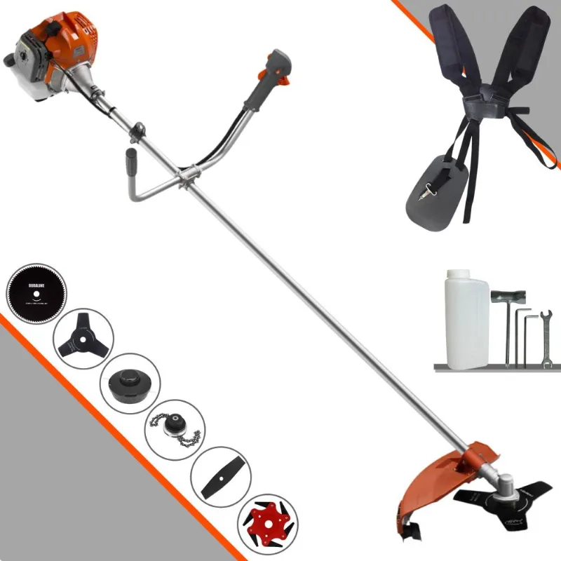 Roçadeira Robusta Tekna Rl520acntk À Gasolina 52cc 2hp 6 Opções De Corte Com Carretel + Facas 2 Pontas + 3 Pontas + 6 Pontas + 80 Dentes + Trimmer