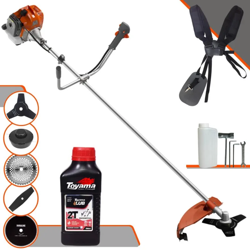 Roçadeira Profissional Tekna Rl520acn-tk À Gasolina 52cc Com Lâmina 2 Pontas, Lâmina 3 Pontas, Lâmina 40 Dentes, Lâmina 80 Dentes + Óleo Toyama 2t