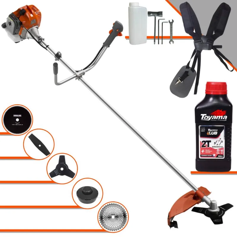 Roçadeira Cortador De Grama À Gasolina Tekna Rl520acntk 52cc 2hp Completa 5 Em 1 Com Carretel De Nylon + 4 Lâminas De Corte + Óleo Toyama Fg50 2t