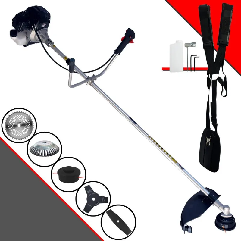Roçadeira Com Sistema Antivibração Toyama Rt43lb25a À Gasolina 1,7hp 43cc 10.000rpm Kit De Facas 2 Pontas, Faca 40 Dentes Vídea E Escova 38 Cerdas