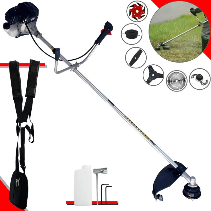 Roçadeira Com Sistema Antivibração Profissional À Gasolina Toyama Rt43lb-25a 2 Tempos 43cc 1,7hp 10000rpm Completa Multifunções Com 6 Opções De Cortes