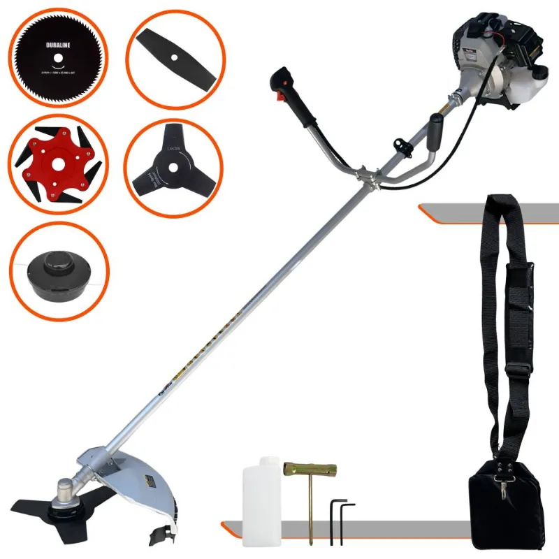 Roçadeira Com Sistema Antivibração Toyama Tbc43h À Gasolina 43cc 1,7hp Com Carretel + Faca 2 Pontas + Faca 3 Pontas + Faca 6 Pontas + Faca 80 Dentes