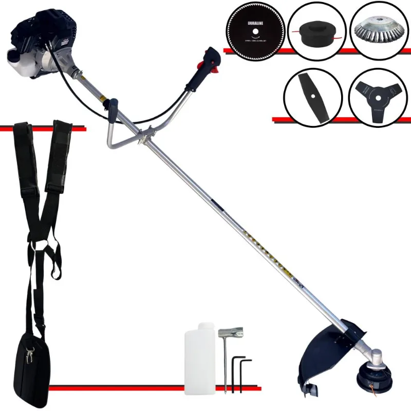 Roçadeira Com Sistema Antivibração Toyama Rt43lb25a À Gasolina 1,7hp 43cc 10000rpm + Kit Extra De Lâmina 2 Pontas, Lâmina 80 Dentes E Escova 38 Cerdas