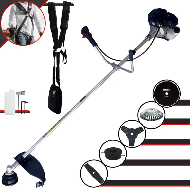 Roçadeira Com Sistema Anti-vibração Toyama Rt43lb25a 43cc 1,7hp Com Carretel De Nylon + Lâmina 2 Pontas + Lâmina 3 Pontas + Lâmina 80 Dentes + Escova