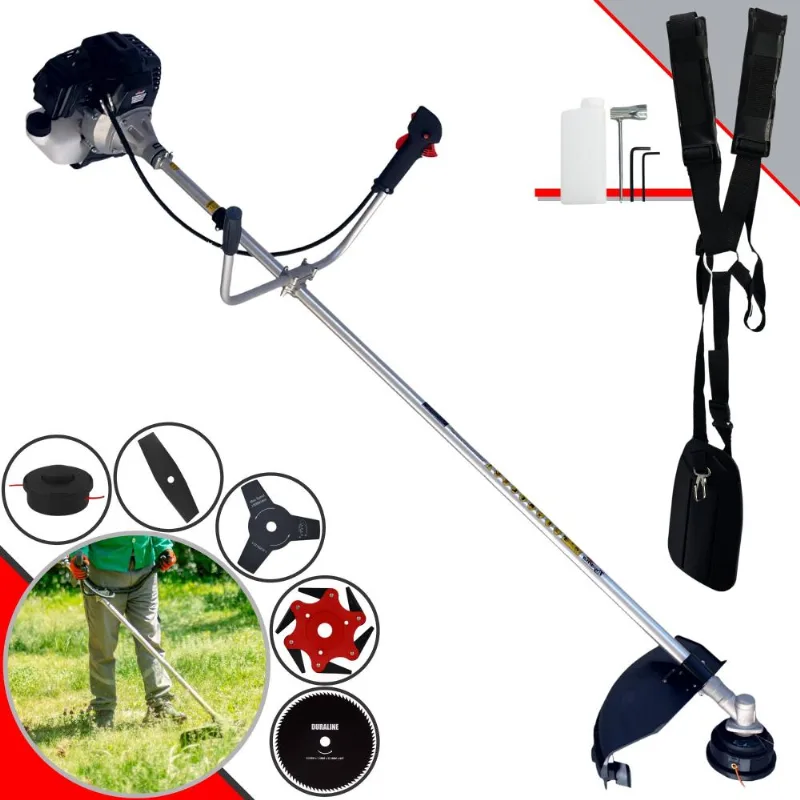 Roçadeira Toyama Rt43lb25a À Gasolina 43cc 1,7hp Completo Com Sistema Anti-vibração Carretel Nylon + Facas 2 Pontas + 3 Pontas + 6 Pontas + 80 Dentes
