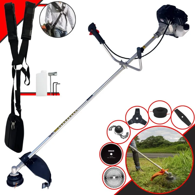 Roçadeira Toyama Rt43lb25a À Gasolina 43cc 1,7hp C/ Carretel + Lâmina 2 Pontas + Lâmina 3 Pontas + Lâmina 40 Dentes Vídea + Lâmina 80 Dentes + Trimmer