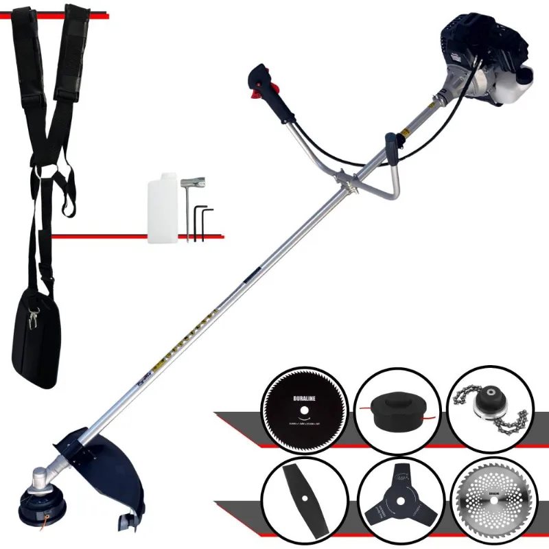 Aparador De Grama Toyama Rt43lb25a À Gasolina 43cc 1,7hp 10.000rpm Com Carretel + Faca 2 Pontas + 3 Pontas + 40 Dentes De Vídea + 80 Dentes + Trimmer