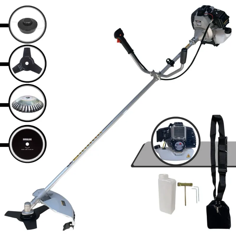 Roçadeira Lateral Completa Toyama Tbc43-h À Gasolina Motor 2 Tempos 1,7hp 43cc 12.000rpm + Kit Extra De Lâmina 80 Dentes E Escova De Aço 38 Cerdas