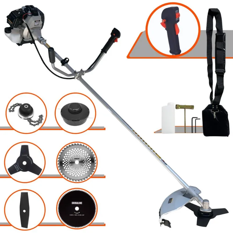 Roçadeira Com Sistema Antivibração Toyama Tbc43h 43cc + Lâmina 2 Pontas + Lâmina 3 Pontas + Lâmina 40 Dentes + Lâmina 80 Dentes + Carretel + Trimmer