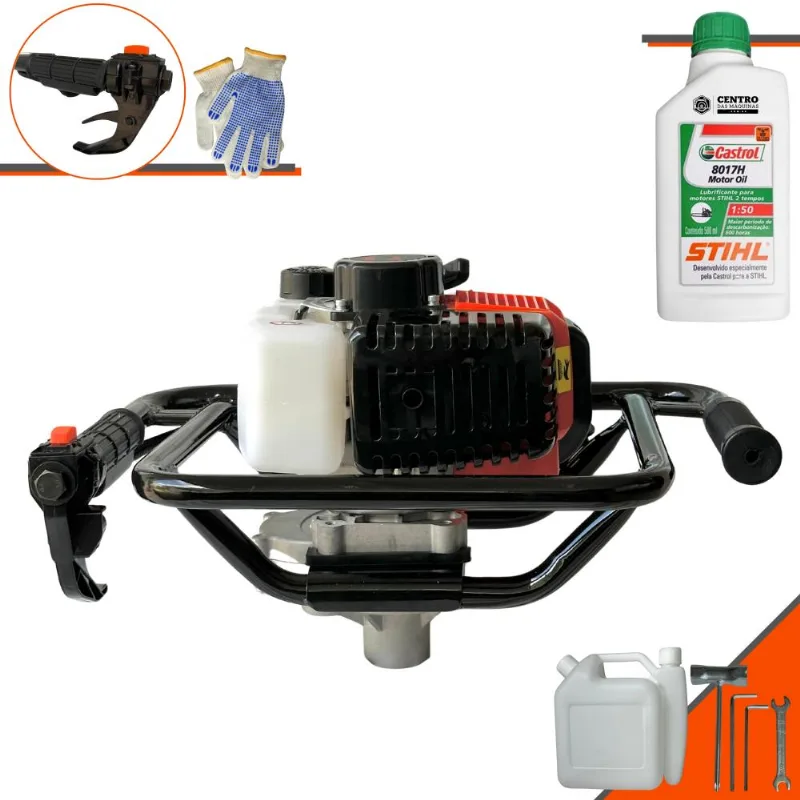 Perfurador Polaca Cavadeira Sem Broca Vant Vps-52 À Gasolina 2t 52cc 2hp 6.500rpm Com Ignição Cdi Para Construção Civil + Óleo Stihl 8017 2t