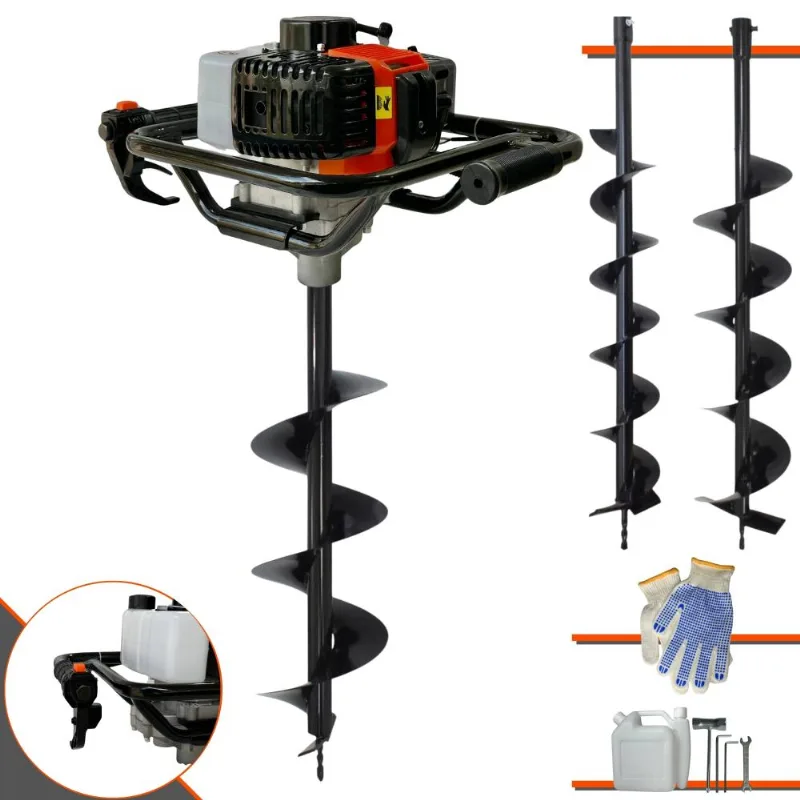 Perfurador Polaca Cavadeira Vant Vps-52 À Gasolina 2t 52cc 2hp Ignição Cdi Para Construção Civil Com Kit Brocas 80x10cm, 80x15cm E 80x20cm