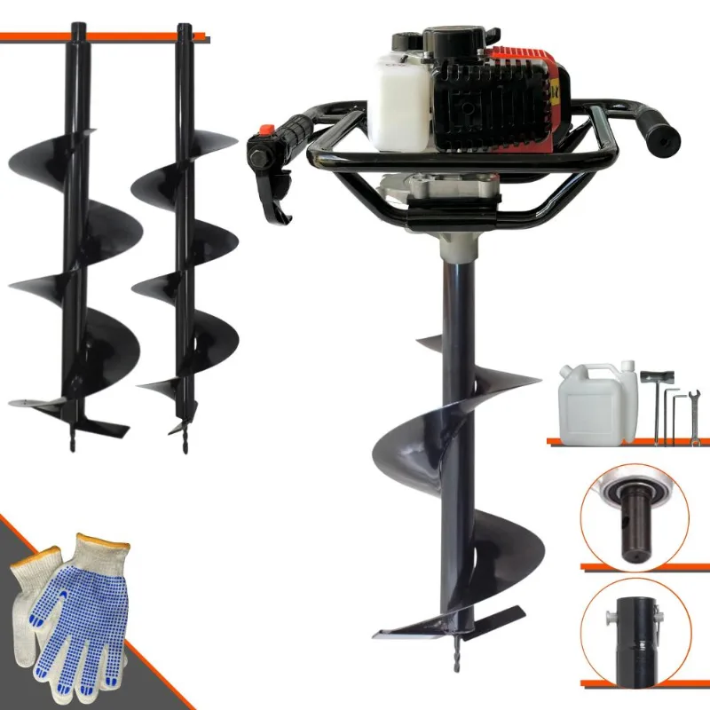 Perfurador De Solo Polaca Cavadeira Vant Vps-52 À Gasolina 52cc 2hp Alta Rotação P/ Construção Civil + Brocas 80x20cm, 80x25cm E 80x30cm