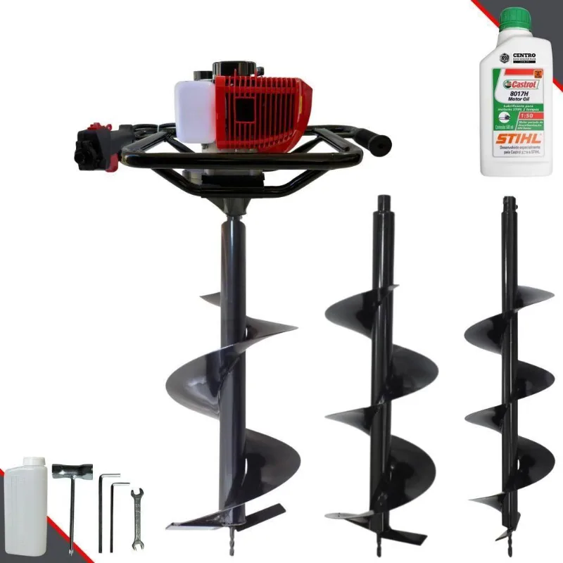 Trado Motorizado Anmax Gd520b + 3 Brocas + Óleo Stihl 2t