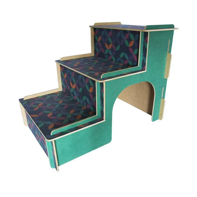 Escada Mdf Para Cachorro E Gatos - Verde Ladrilho