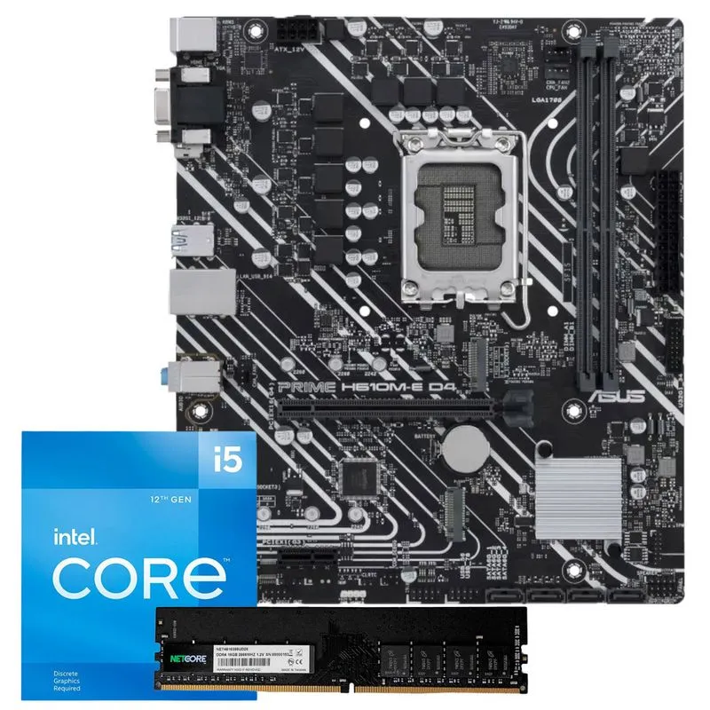 Kit Upgrade Intel Core I5-12400f, Asus H610-e Prime 2xddr4, 8gb 2666mhz Ddr4 Cl17 Netcore