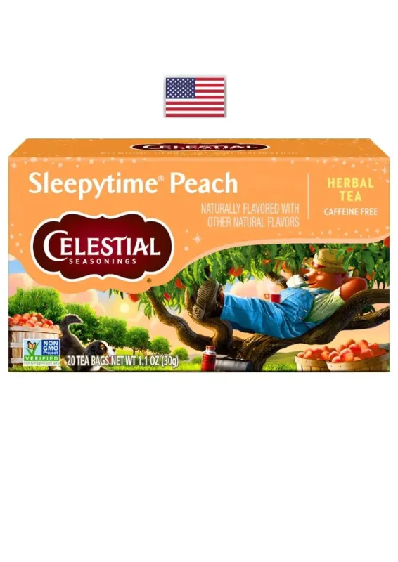 CELESTIAL CHA SLEEPYTIME PEACH 30g 20P - Chá sabor pêssego. Origem: Estados Unidos