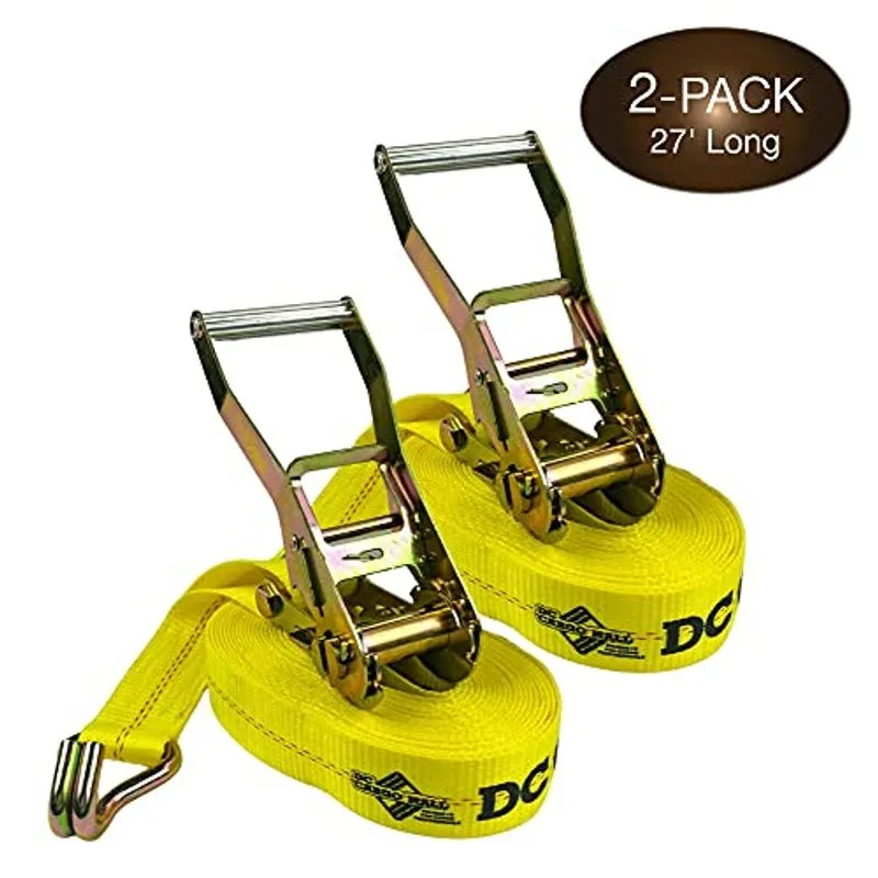 2 Alças De Catraca Tie-down J-hooks, 2 Heavy Duty 2 X 27' Tie-down Ratcheting Cargo Truck Straps Wire Hook Ends, J-hook Ratchet Strap Tie-