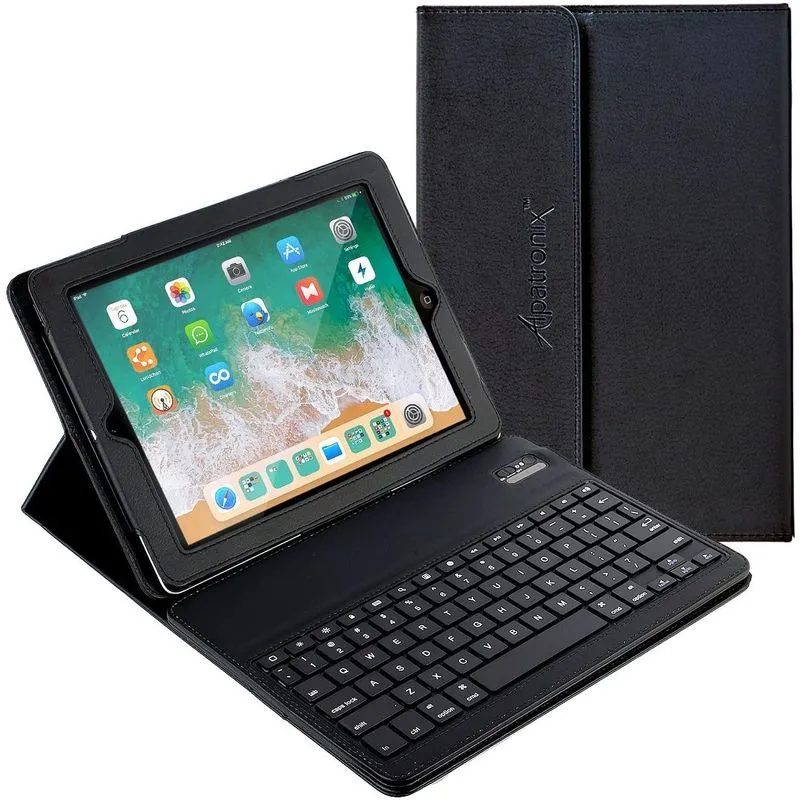 Alpatronix Kx100 Leather Folio Case Com Teclado Qwerty Sem Fio Bluetooth Removível Com Função Stand &amp; Auto Wake/sleep Compatível Para Ip