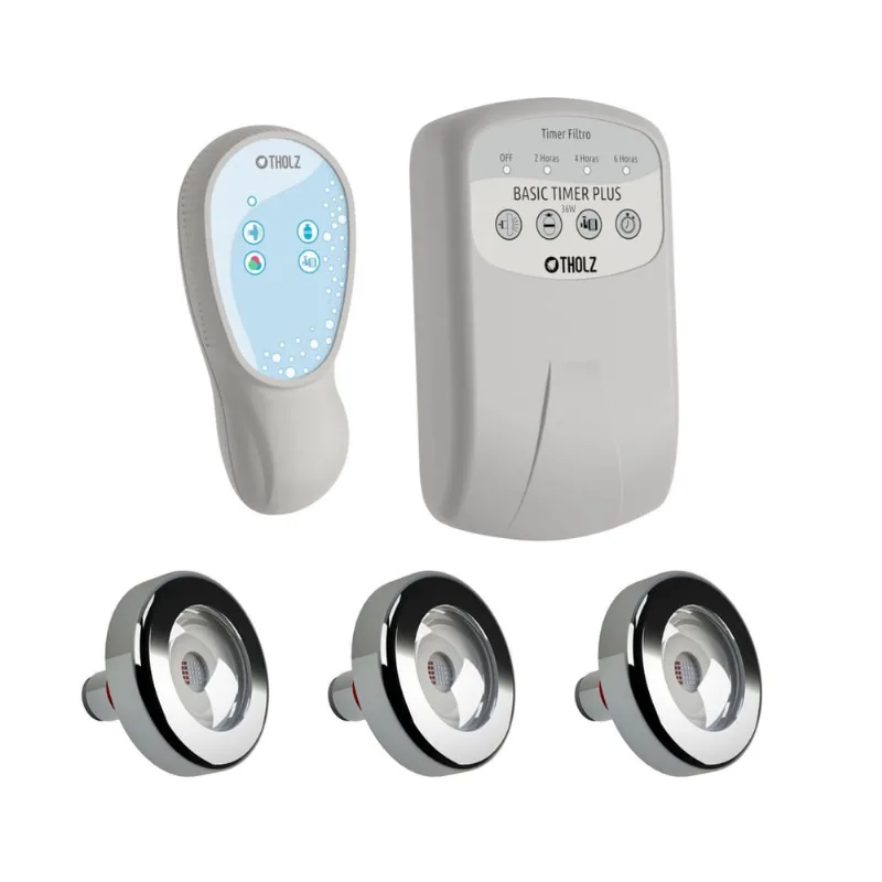 Kit Led Piscina - Basic Timer Plus e 3 Leds Rgb 9w Tholz
