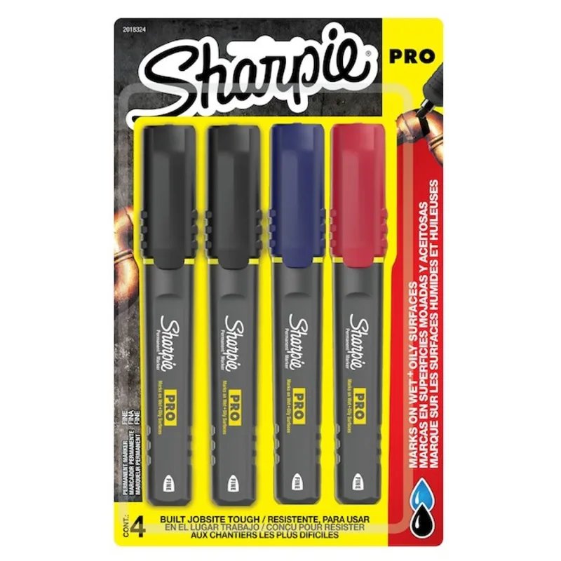 Sharpie Permanent Fine Tip Markers Set - Black, Red and Blue - Plastic - 4PK