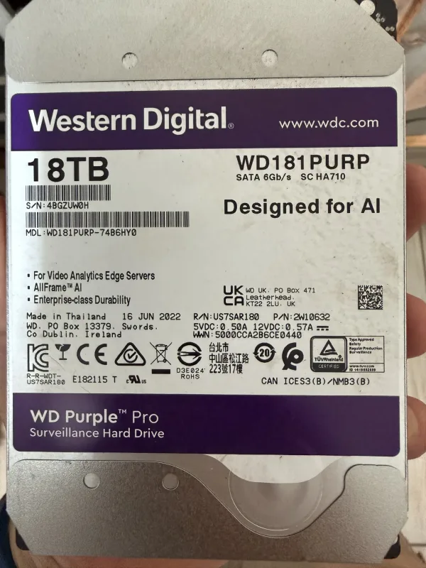 Hd Para C�mera Western Digital WD Purple Pro 18 TB WD181PURP