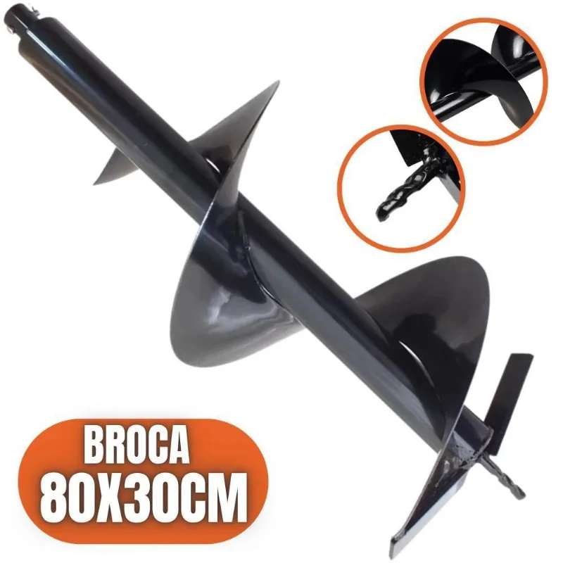Broca Para Perfurador De Solo 80x30cm Encaixe De 20mm