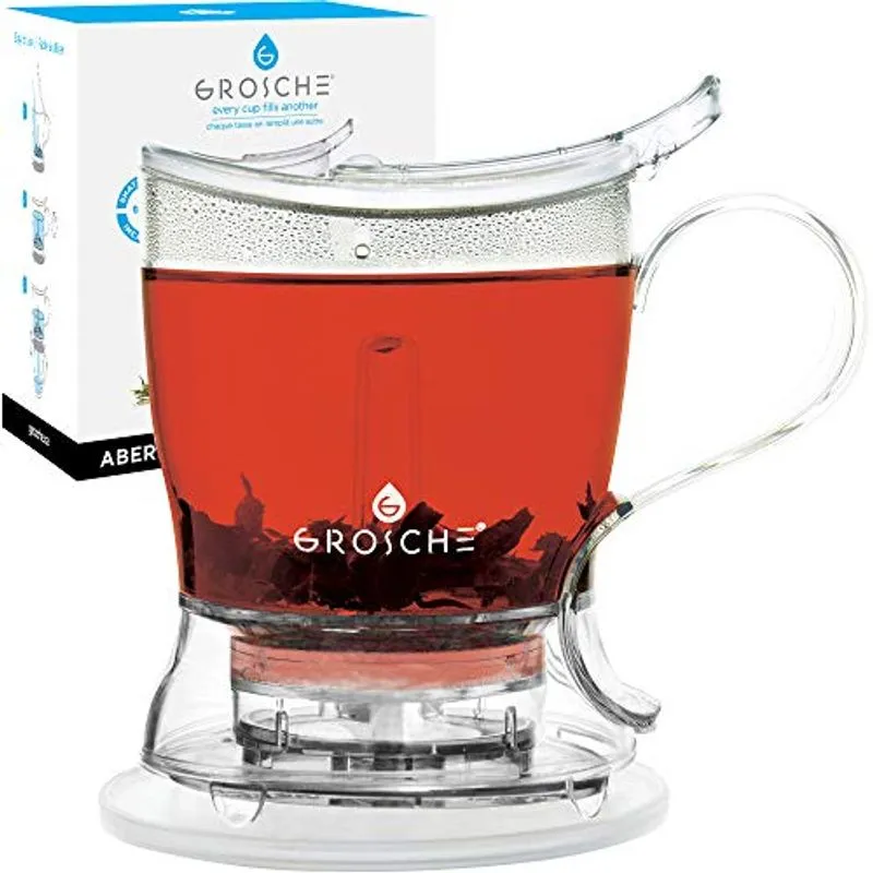 Grosche Aberdeen Perfect Tea Maker Bule De Chá Com Montanha-russa, Tea Steeper, Easy Tea Infuser, 17,7 Oz. 525 Ml, Easy Clean Tea Steeper,