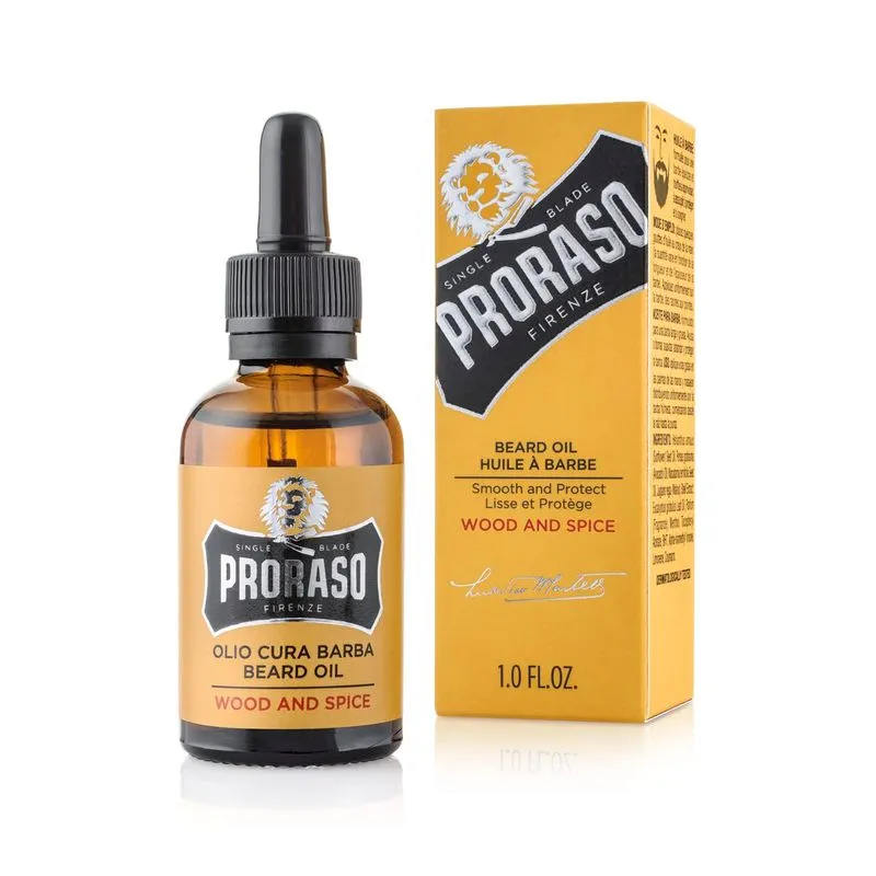 Óleo De Barba Proraso Wood &amp; Spice Para Homens 30 Ml (pacote Com 1)