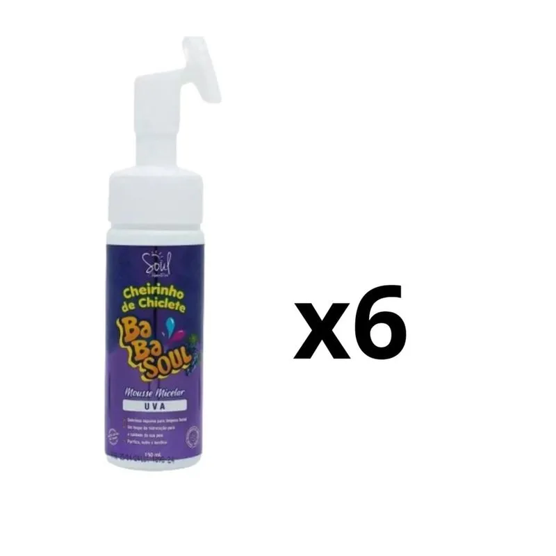Kit 6 Mousse Micelar Babasoul Uva Cheirinho de Chiclete