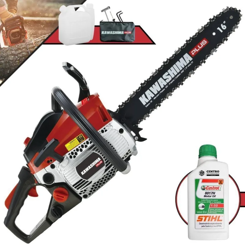 Motosserra Kawashima Kcs380p À Gasolina 37,2cc Com Sabre De 16 Polegadas 6600210 + Óleo Stihl 8017