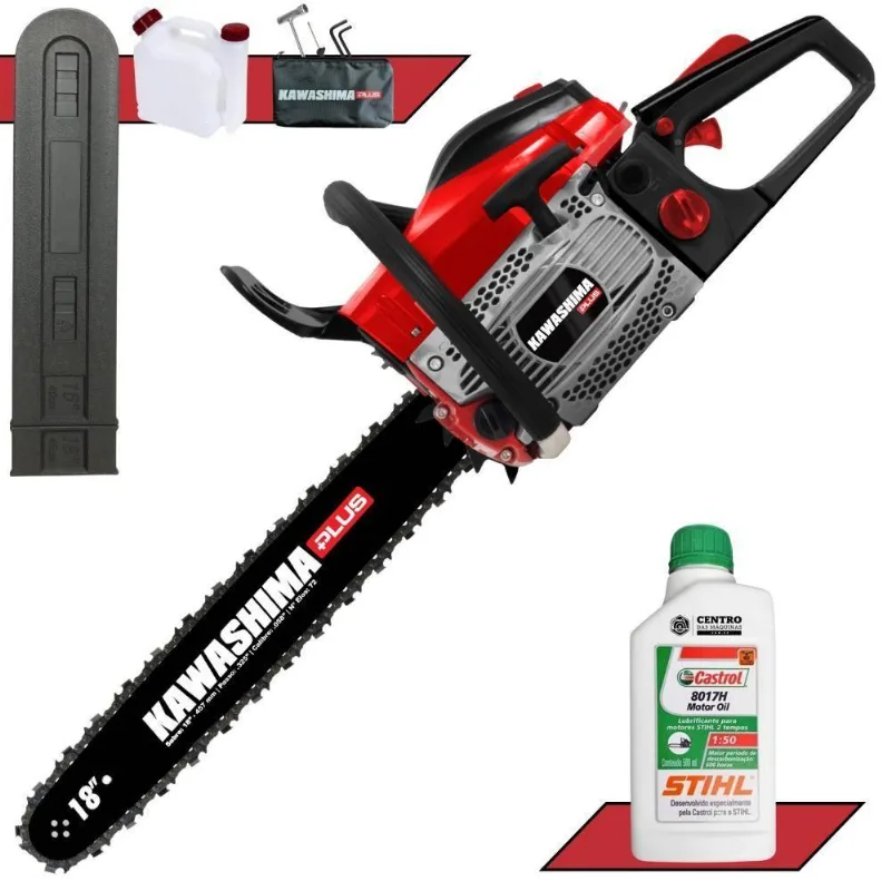Motosserra Kawashima Kcs500p À Gasolina 49.3cc 2t Com Sabre 18 Polegadas 6600220 + Óleo Stihl 8017
