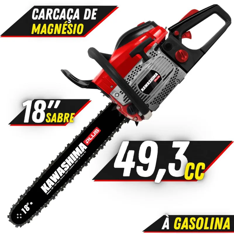Motorsserra Kawashima Kcs500p Plus À Gasolina Motor 2t 49,3cc De Alta Potência, Rotação E Performance Com Sabre 18 Polegadas + Óleo Toyama Fg50 Extra