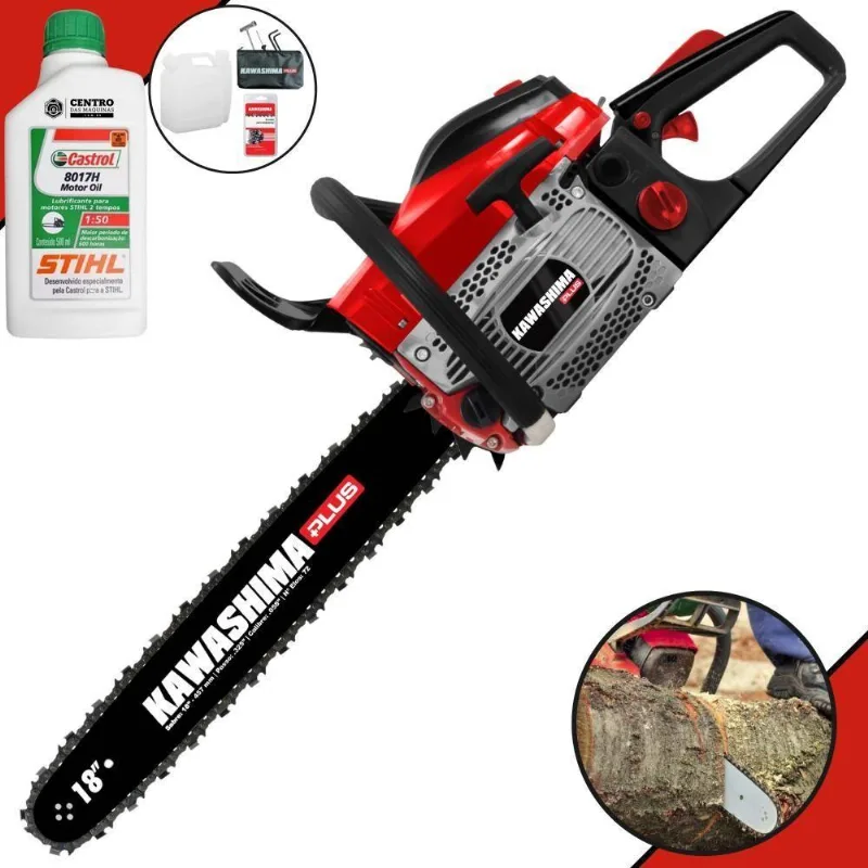 Motosserra Kawashima Kcs550p À Gasolina 54,6cc 2t Com Sabre 18 Polegadas 6600230 + Óleo Stihl 8017
