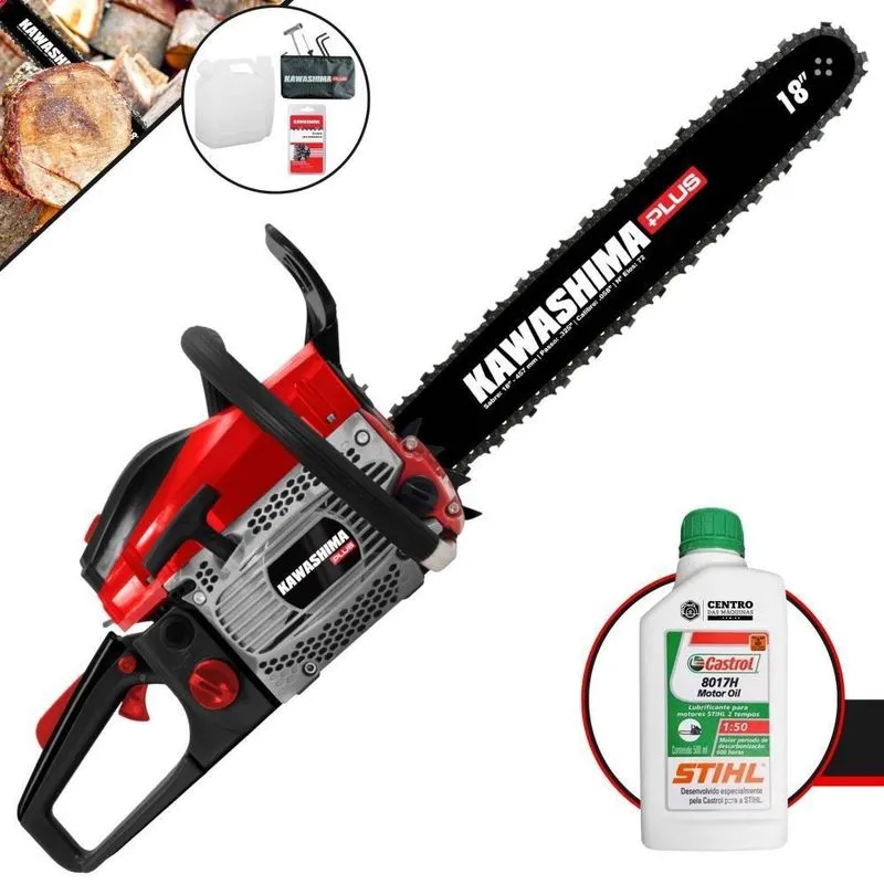 Motosserra Kawashima Kcs550p À Gasolina 54,6cc 2t Com Sabre 18 Polegadas 6600230 + Óleo Stihl 8017