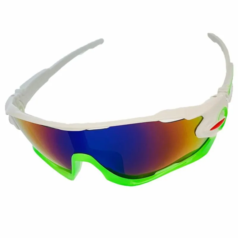 Óculos Mtb Speed Proteção Uv 400 Branco Verde Azul Espelhado