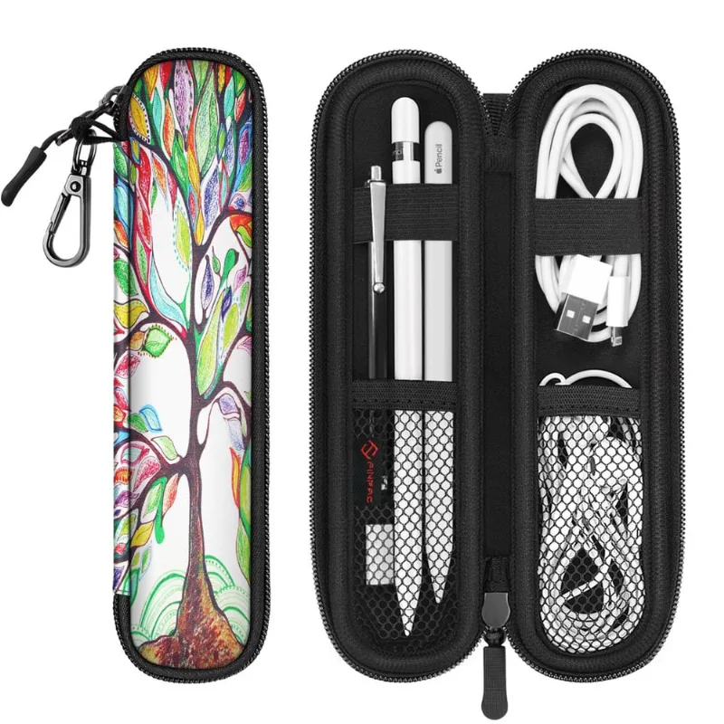 Fintie Pencil Holder Case para Lápis de Maçã (1ª e 2ª Geração), Zíper De Neoprene Macio carregando bolsa de manga compatível com Samsung Stylus e Surface Pen, Love Tree