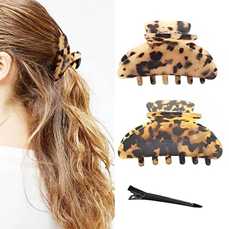 Jeefnaik Grampos De Cabelo 2 Pcs, Strong Hold Banana Garra Clips T