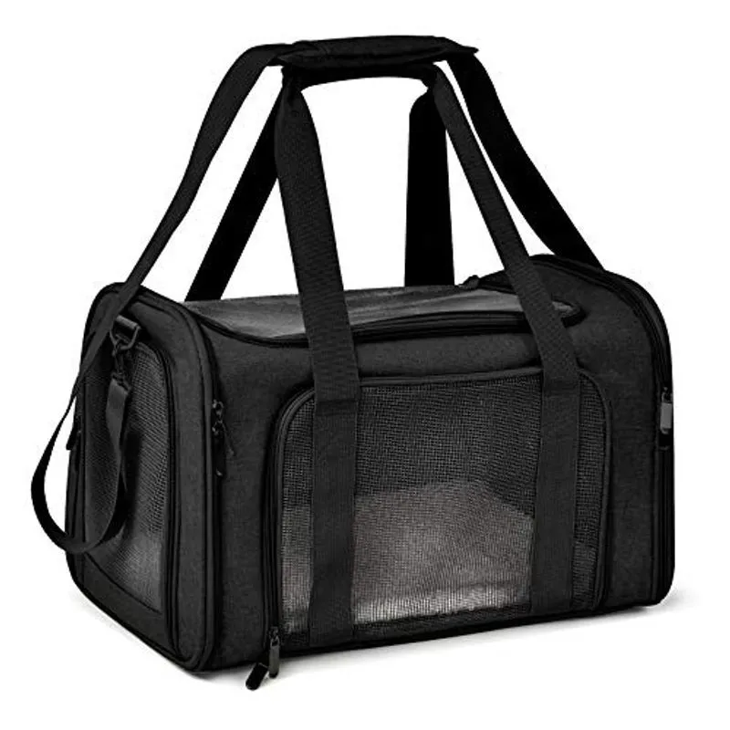 Henkelion Large Cat Carriers Dog Carrier Pet Carrier para grandes gatos Cães Filhotes de até 25 libras, Big Dog Carrier Soft Sided, dobrável impermeável Travel Puppy Carrier - Grande - Preto