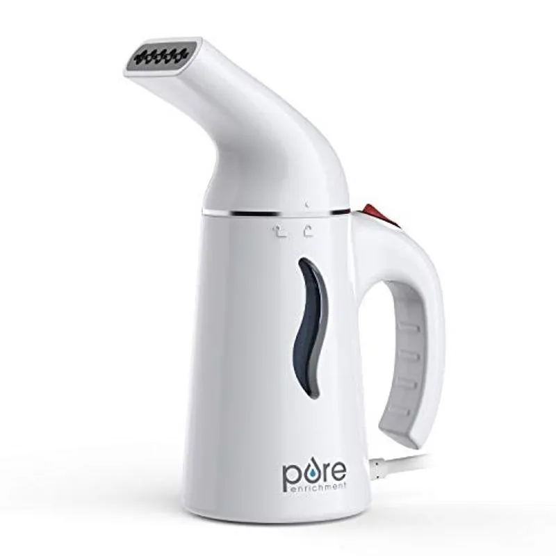 Pure Enrichment PureSteam Fabric Steamer- Steamer de roupas de aquecimento rápido com alça ergonômica e tanque de água de fácil enchimento por 10 minutos de vapor contínuo - Ideal para casa ou viagem