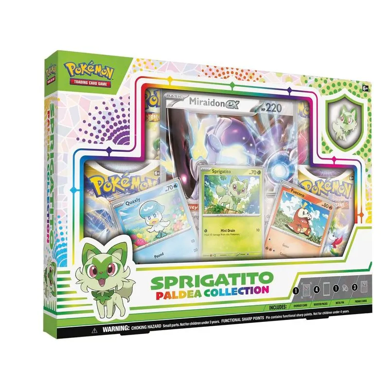 Pokémon Tcg Paldea Pin Collection Sprigatito Com 3 Cartões Promocionais