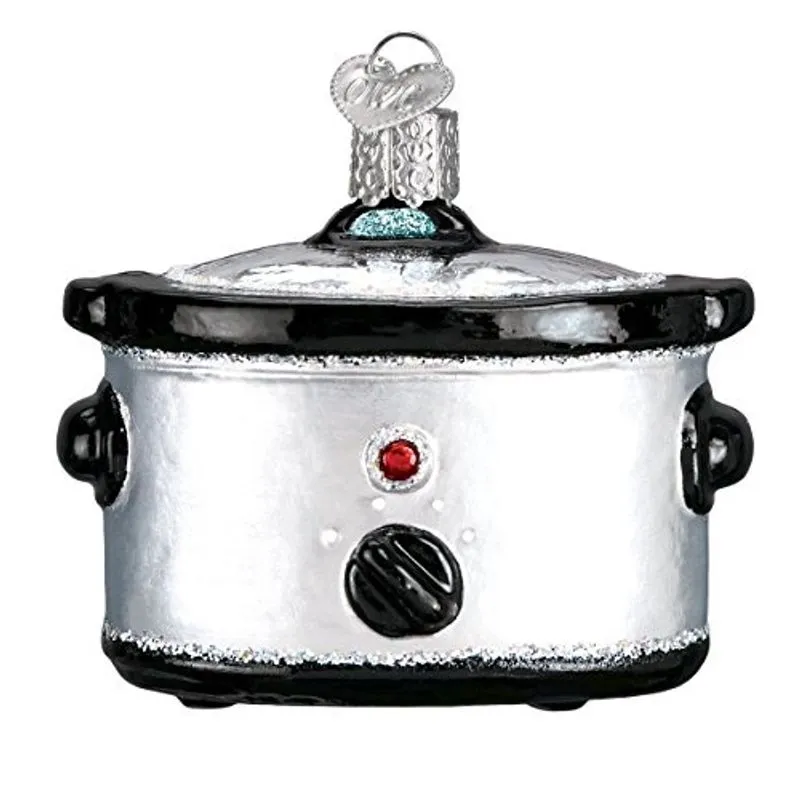 Velho Mundo Natal Slow Cooker Coleção do Chef Glass Blowown Ornaments para a árvore de Natal, 2x2