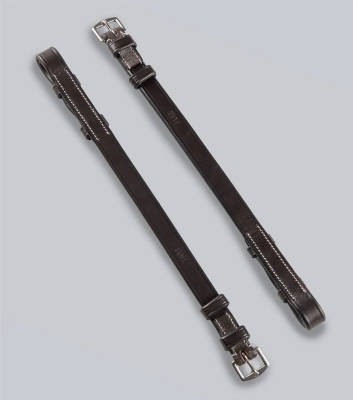 Premier Equine European Leather Bridle Cheek Pieces Full / Dark H.Brown