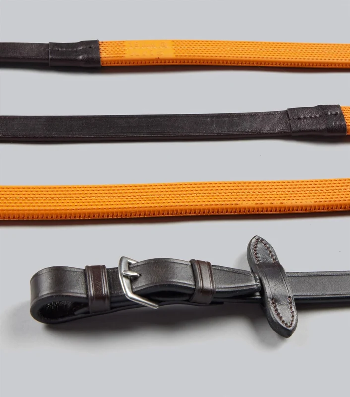 Premier Equine Exercise & Racing Reins with Rubber Grip 60 / Dark H.Brown