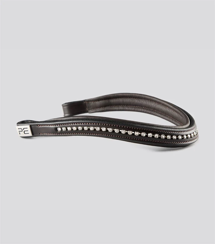 Premier Equine Shaped Padded Swarovski Browband Full / Dark H.Brown